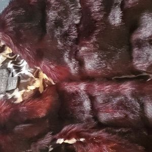 Dark Purple Faux Fur Vest,XL